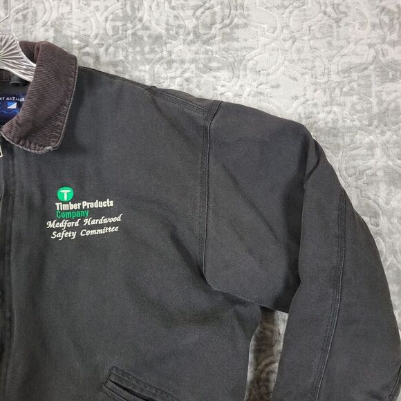 Vintage Port Authority Work Jacket Men's XL Black Quilt Lined Heavyweight Logo - Picture 4 of 12